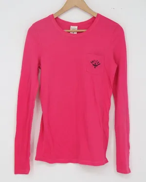 Abercrombie & Fitch T-Shirt Womens M Long Sleeve Pink Pocket Logo Excellent thumbnail 1