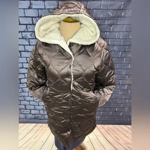 GRAN ORIENTE Woman’s lightweight Jacket w/Faux Fur Lining Hoodie Brown Small thumbnail 9