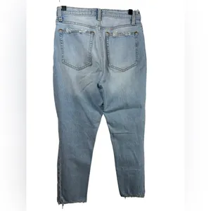 Abercrombie High‎ Rise Mom Jeans Size 28 Distressed Light Wash Raw Hem Denim thumbnail 3