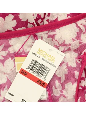 NWT Michael Michael Kors Print Cover Up Pants Mesh Bright Wild Berry Pink XS/S thumbnail 7