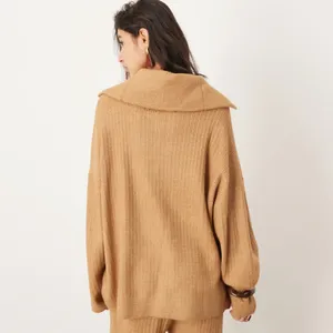 ASOS EDITION‎ Rib Knit Half Zip Oversized Turtleneck Collar Sweater Camel Size S thumbnail 10