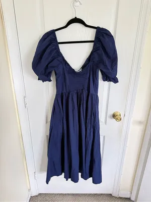 Hill House The Ophelia Midi Dress in Navy thumbnail 6