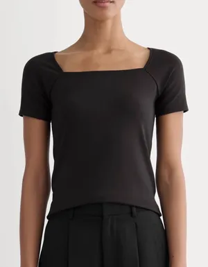 Everlane The Form Sqaure Neck Top Black thumbnail 1