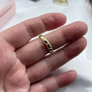 14K plated sterling silver size 8 simple X pattern ring. Gold thumbnail 3