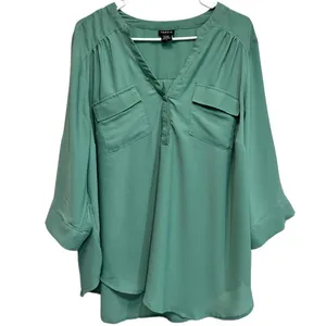 Torrid Harper Georgette Pullover 3/4 Sleeve Blue Green Blouse Plus Size 2X thumbnail 3