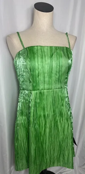Lulu's Vibrant Green Mini Dress spring cocktail spaghetti strap XS NWT thumbnail 1
