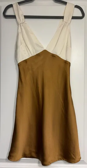 Abercrombie & Fitch Ivory and Caramel Two-Tone Mini Dress thumbnail 1