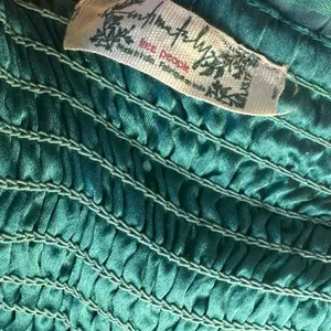 Free People Now or Never Corset Crop Tank Ruffle Floral Textured Teal Green XS thumbnail 5