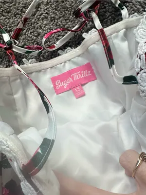 Sugar Thrillz White Floral Rose Mini Dress with Red & Pink Roses thumbnail 7