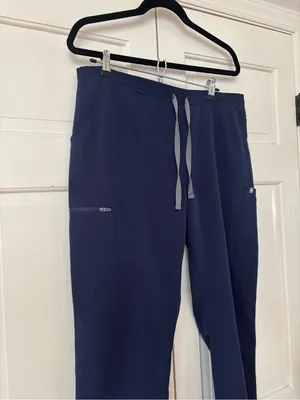 Figs‎ Yola Scrub Pants Elastic Waist Navy Blue High Waist Straight Size Large thumbnail 3