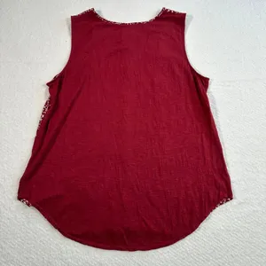 Dolan Anthropologie Tank Top Women's Large Wine Floral Solid Back Pleated Front thumbnail 2