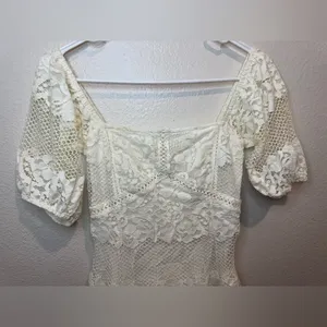 Free People Be Your Baby Lace Mini Dress‎ in Ivory Size XS thumbnail 4