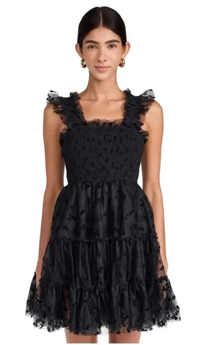 En Saison Casey Flutter Mini Dress Black Size Medium Embroidered Bows thumbnail 1