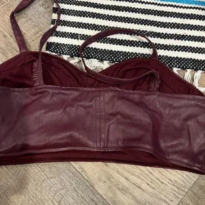 Future Collective Strappy Tiny Crop‎ Top Women's Size S Berry Faux Leather thumbnail 5