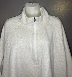 Under Armour Sweatshirt Womens 2X Gray 1/4 Zip Fleece Pullover Mock Neck thumbnail 1