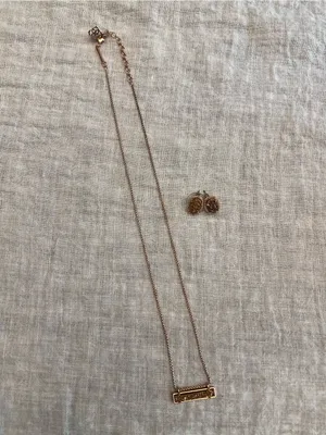 (SET) Kendra Scott Rose Gold Bar Druzy Necklace and Ellie Rose Druzy thumbnail 2