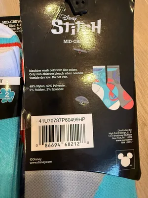 Disney Stitch Women's Mid-Crew Socks 2-Pair Pack Shoe Size 4-10 thumbnail 2