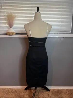 Vintage 90s Express Black Contrast Trim Bow Slip Dress Size 6 thumbnail 6