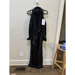 Xscape Women's V-Neck Long Sleeve Ball Gown Size 4 Satin Collared Cuffed thumbnail 5