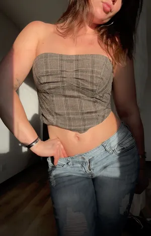 Free People Out West Corset Plaid Crop Top thumbnail 1