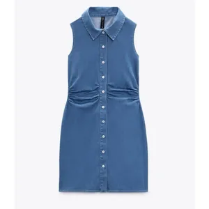✨Zara Denim Button Down Smocked Sz Large Dress✨ thumbnail 2