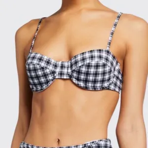 Veronica Beard Dyer Bikini Top Black‎ White Plaid Underwire Swim Small NEW thumbnail 1