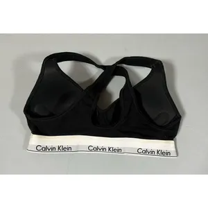 Calvin Klein Black Logo Padded Racerback Sports Bra Bralette Bra-Top Lingerie Size M 🖤 thumbnail 5