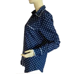 Lauren Ralph Lauren Navy Blue W/White Polka Dots Button Down Shirt (M) thumbnail 4