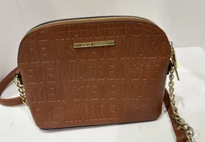 Steve Madden Handbag Bmarilyn Cognac Stamped Logo Gold Hardware thumbnail 1