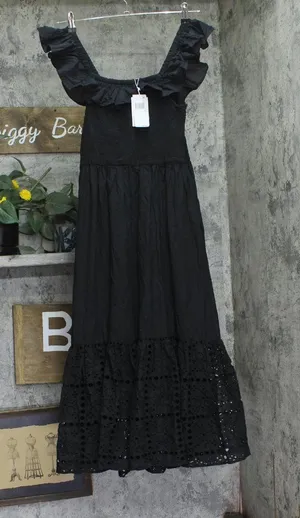 NWT Dotti Off-The-Shoulder Flounce Cover-Up Dress 85381 Black S thumbnail 1