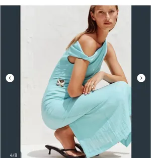 Zara Light Aqua Sheath Dress with Side Drape thumbnail 4