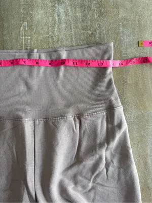 OFFLINE By Aerie OTT Fleece Super Wide Leg Foldover Pant Pebble Size Small New thumbnail 5