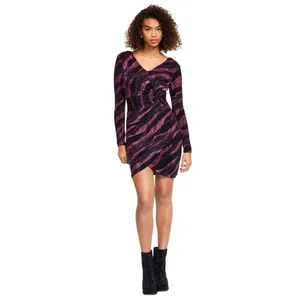 Siena Womens Metallic Side-Twist Long-Sleeve Dress SATN1869 Purple Multi 14 thumbnail 7