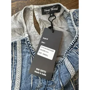 Young Threads Boho Dress Small Embroidered Grey Patchwork Mini Western Hippie thumbnail 5