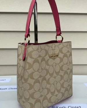 Coach KhakiPink Signature Town Small Bucket Bag thumbnail 4