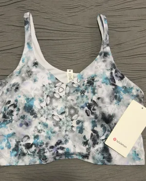 Lululemon Align Top Floral Watercolor Sports Bra in Teal & Gray thumbnail 1