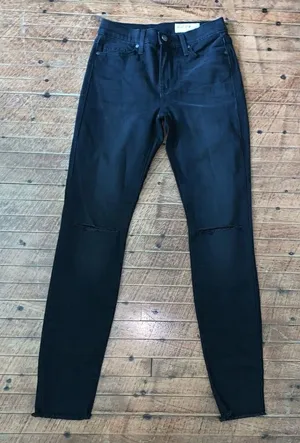 Pistola black stretchy ankle raw hem slimming normcore 26 jeans thumbnail 1