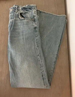 zara high waisted wide leg blue jeans size 10 thumbnail 1