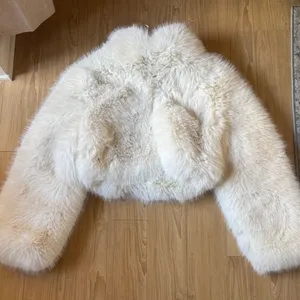 ALO Yoga Faux Fur Cropped Jacket - Ivory thumbnail 1