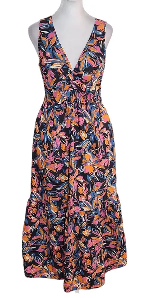 French Connection Cotton Floral Midi Dress Size Large NWT Wedding Guest Dress thumbnail 1