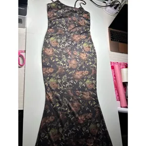 ROMWE Floral Lace Hem Maxi Slip Dress XS 90s Vintage Grunge Academia Cottagecore thumbnail 4