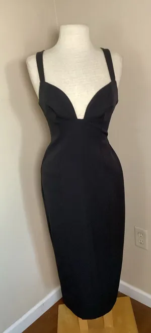 BHLDN Black Midi Dress Size XS thumbnail 1