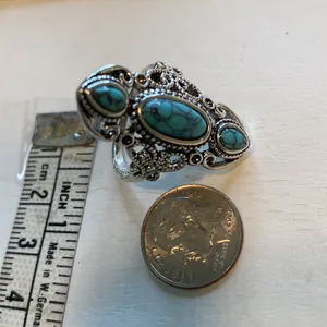 Boho Coastalcore Light Blue Turquoise Stone Ring Lapis Lazuli Size 8 Ring Women thumbnail 5