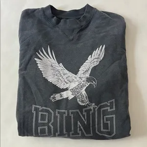 Anine Bing Retro Alto Eagle Graphic Organic Cotton Sweatshirt Washed Gray Black thumbnail 6