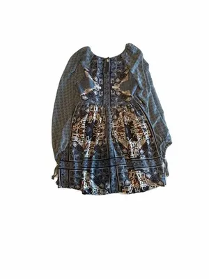 Free People Oksana Printed Boho Mini Dress Marine Combo thumbnail 3