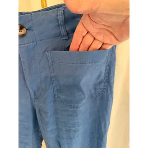 Maeve Crop Pants Womens 31 Petite Blue Regular Fit Flat Front Comfort High Waist thumbnail 3