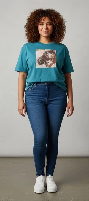 Women's Teal Graphic Tee Size XL thumbnail 1