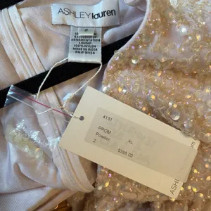 NWT Ashley Lauren Sz 2 Powder‎ Sequin Short Dress V Neck Formal Pageant Prom thumbnail 2