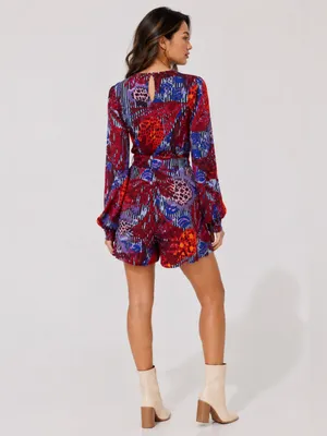 NEW Free People Audrey Long Sleeve V-Neck Romper – Red – Size 6 thumbnail 2