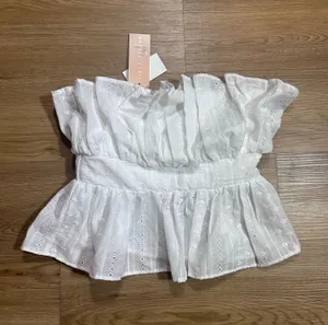 Evolutionary Size S White Eyelet Off Shoulder Peplum Top Cottagecore thumbnail 1